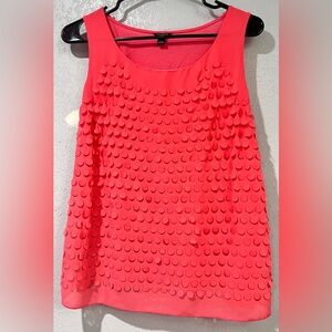 Ann TaylorCoral Pink Wih Circular Cutouts Sleeveless Top,Size MP